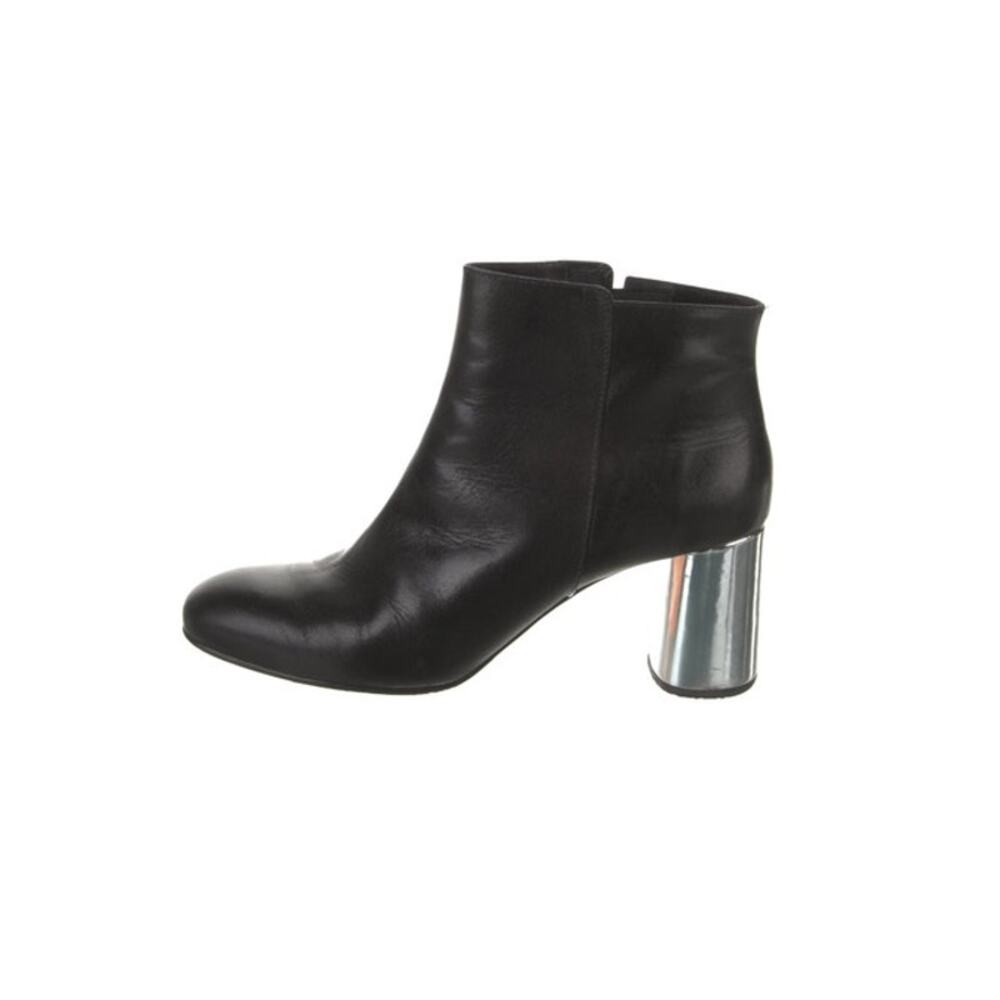 RACHEL COMEY Leather Ankle Booties Black w/ Silver Block Heels Size 9